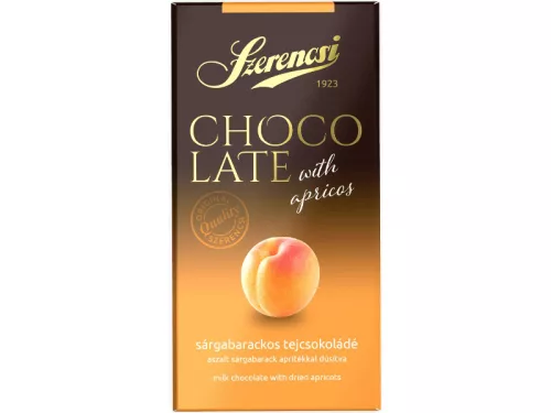 Szerencsi táblás Tej 90g Sárgabarack darabokkal