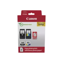   Canon PG-560 (1x7,5 ml) + CL-561 (1x8,3 ml) + 50 lap GP501 10x15 fényes fotópapír Multipack