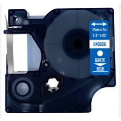 Utángyártott DYMO D1 45026 12mm x 7 m fehér-kék