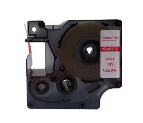 Utángyártott DYMO D1 45802 19mm x 7m átlátszó-piros