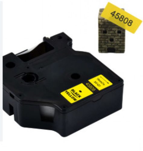 Utángyártott DYMO D1 45808 19mm x 7m fekete-sárga #S0720880