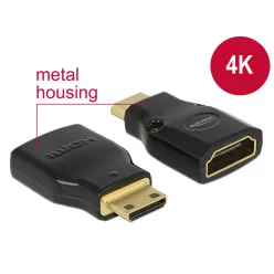   DeLock Adapter High Speed HDMI with Ethernet – HDMI Mini-C male > HDMI-A female 4K Black
