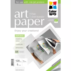  ColorWay Fotópapír, pólóra vasalható (ART T-shirt transfer, white), 120 g/m2, A4, 5 lap