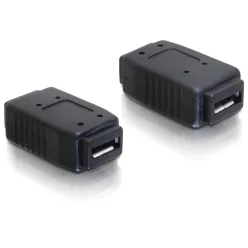   DeLock Adapter USB micro-A+B female to USB micro-A+B female Black