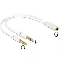   DeLock Headset Adapter 1x 3.5mm 4 pin Stereo jack female > 2x 3.5 mm 3 pin Stereo jack male (iPhone)