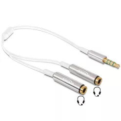   DeLock Cable audio splitter stereo jack male 3.5mm 4 pin > 2x stereo jack female 3.5mm 4 pin 25cm