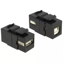  DeLock Keystone module USB 2.0 A female > USB 2.0 B female Black