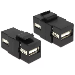   DeLock Keystone module USB 2.0 A female > USB 2.0 A female Black