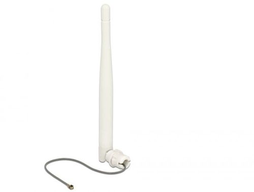 DeLock WLAN 802.11 b/g/n Antenna MHF plug 3 dBi omnidirectional 1.13 12 cm flexibel clip White