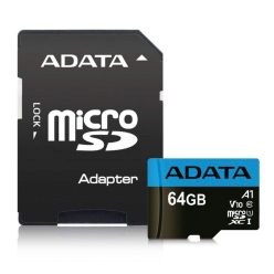   A-Data 64GB microSDXC Premier Class 10 UHS-I V10 A1 + adapterrel