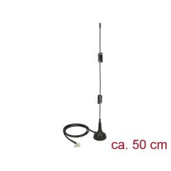   DeLock LTE Antenna TS-9 plug 90° 5 dBi fixed omnidirectional with magnetic base and connection cable RG-174 50 cm outdoor black