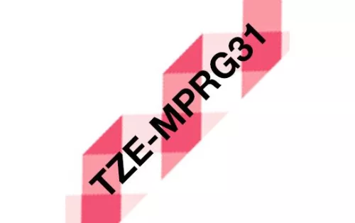 Brother TZe-MPRG31 laminált P-touch szalag (12mm) Black on Red Checkered - 4m