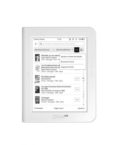 Bookeen Diva HD  6" E-book olvasó 16GB White