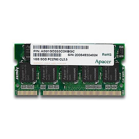Apacer 1GB DDR 333MHz (64x8, PC2700, CL2.5, 1.25" FBGA, SODIMM)