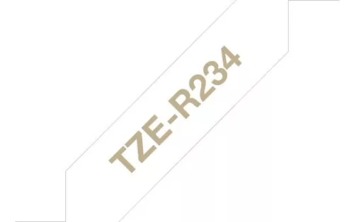 Brother TZe-R234 laminált P-touch flexibilis szövetszalag (12mm) Gold on White - 4m