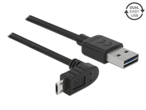 DeLock Cable EASY-USB 2.0 Type-A male > EASY-USB 2.0 Type Micro-B male angled up / down 2m Black