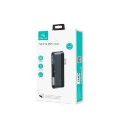 Usams SJ463HUB01 3-port Type-c mini Hub Card Reader Black