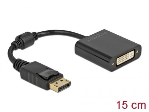 DeLock DisplayPort 1.1 male to DVI-I (Dual Link) (24+5) female Passive Adapter 0,15m Black