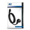 ACT AC3310 Powercord mains connector CEE7/7 male (angled)  C5 2m Black