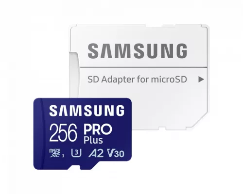 Samsung 256GB microSDXC Pro Plus Class10 U3 A2 V30 + adapterrel