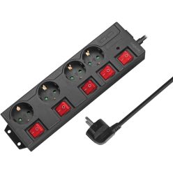   Logilink LPS251 Túlfeszültségvédő Kapcsolóval 4DIN 1,5m Black