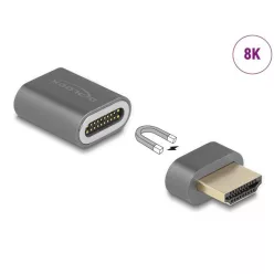 DeLock HDMI Adapter male to female 8K 60 Hz magnetic Grey