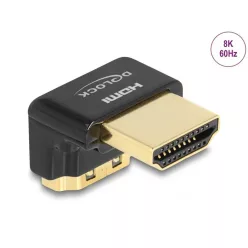   DeLock HDMI Adapter male to female 90° downwards angled 8K 60 Hz metal Black