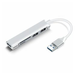   BlackBird USB 3.0 multiport hub 5in1 3xUSB3.0, SD, TF, Silver