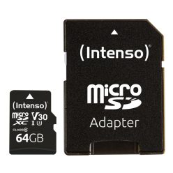   Intenso 64GB microSDXC Professional Class 10 U3 V30 + adapterrel
