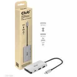   Club3D USB Gen2 Type-C PD Charging Hub to 2x Type-C 10G ports and 2x USB Type-A 10G ports
