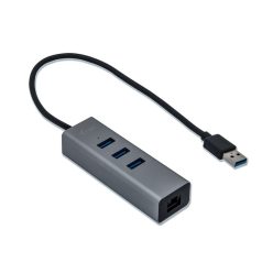 I-TEC USB 3.0 Metal HUB 3 Port+Gigabit Ethernet Adapter Grey