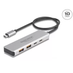 DeLock 4-port USB Type-A USB Type-C Hub 0,35m Grey