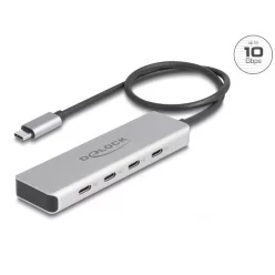 DeLock 4-port USB Type-C Hub 0,35m Grey