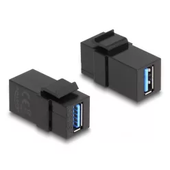   DeLock Keystone Module USB 3.0 A female to USB 3.0 A female (1:1) Black