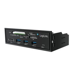   Logilink 5.25" multifunction front panel with 6-way card reader Black