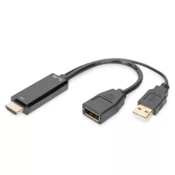   Digitus HDMI M to DP F with external Power 4K@30Hz. 0,2m Black