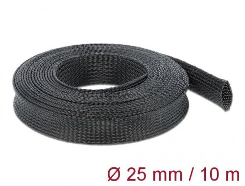 DeLock Braided Sleeving stretchable 10mx25mm Black