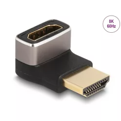   DeLock HDMI Adapter male to female 90° downwards angled 8K 60Hz Grey metal