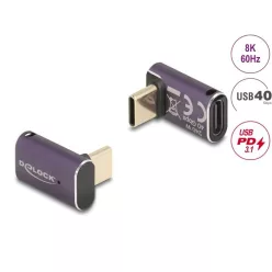   DeLock USB Adapter 40 Gbps USB Type-C PD 3.1 240 W male to female angled 8K 60 Hz metal Purple