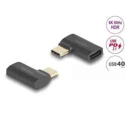   DeLock USB Adapter 40 Gbps USB Type-C PD 3.1 240 W male to female angled left / right 8K 60Hz Black