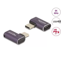   DeLock USB Adapter 40 Gbps USB Type-C™ PD 3.1 240 W male to female angled left / right 8K 60Hz metal Purple