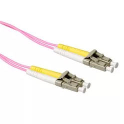   ACT LSZH Multimode 50/125 OM4 fiber cable duplex with LC connectors 1m Pink