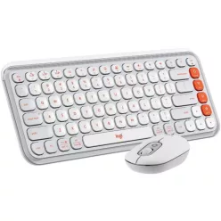   Logitech Pop Icon Wireless Keyboard Combo Off White/Orange US