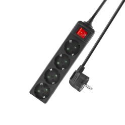   ACT Power Strip with Illuminated Switch Hálózati Elosztó Kapcsolóval 4DIN 2m Black