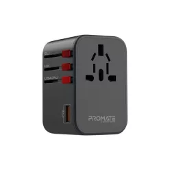   Promate  TripMate GaN65 65W Power Delivery GaNFast Travel Adapter Black