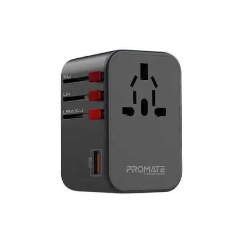 Promate  TripMate GaN65 65W Power Delivery GaNFast Travel Adapter Black