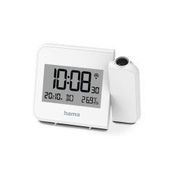   Hama Hvar Projector Alarm Clock Digital Radio-Controlled Alarm Clock Wall or Ceiling Projection White