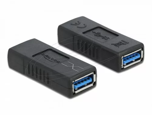 DeLock USB 3.0 Adapter Type-A female to Type-A female (crossed) Black