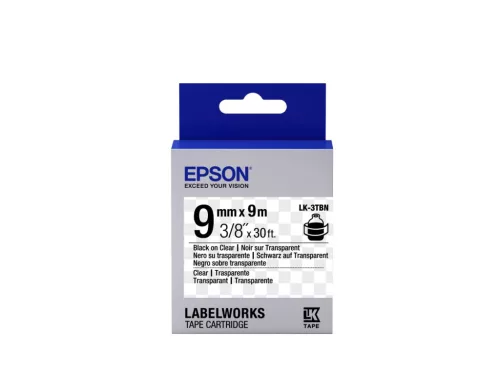 Epson LK-3TBN címkeszalag (9mm) Black on Clear - 9m