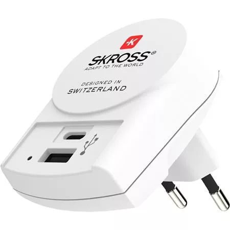 SKROSS 1xUSB-A 1xUSB-C PD hálózati töltő White
